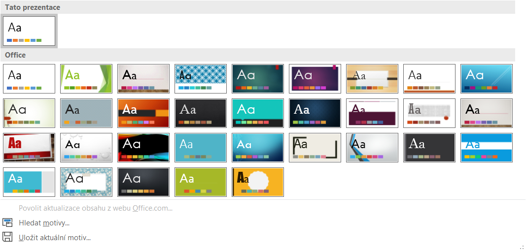 Výběr motivů Microsoft PowerPoint - Základy Microsoft PowerPoint