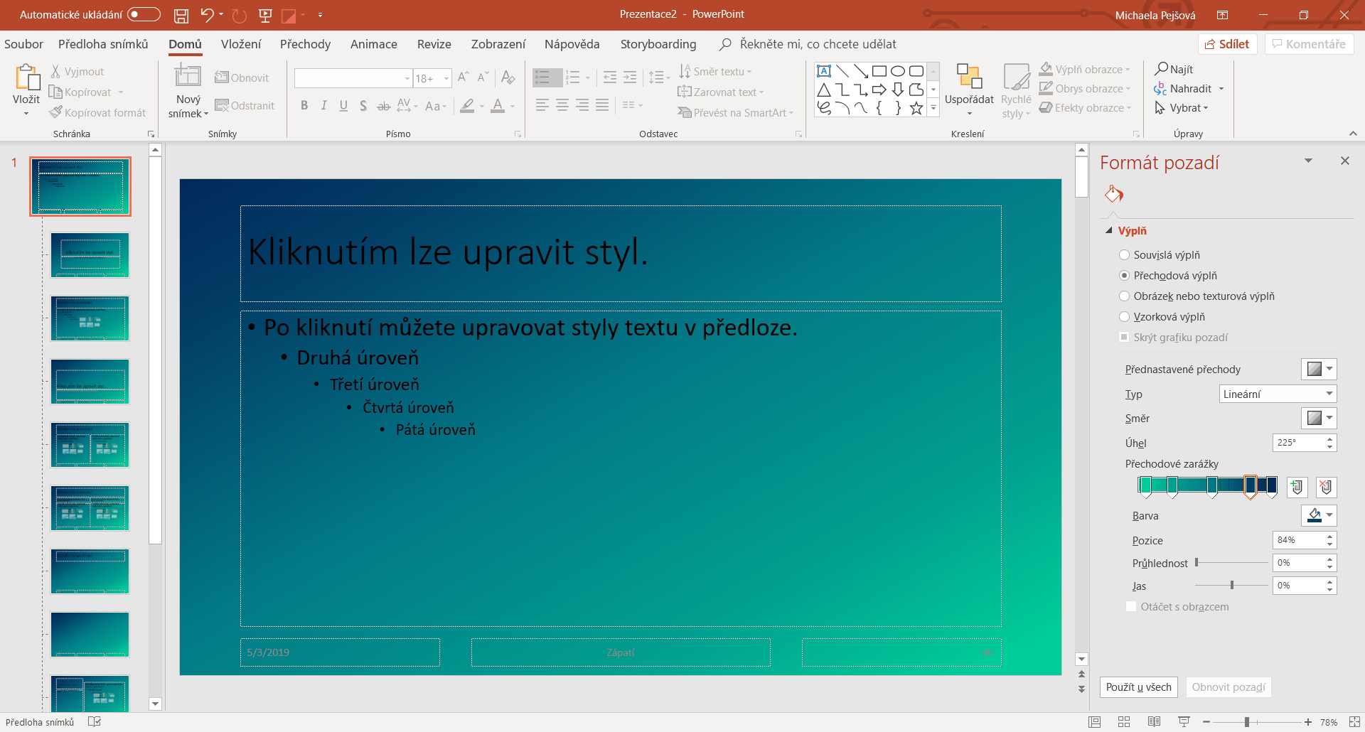 Úprava pozadí předlohy snímku v Microsoft PowerPoint - Základy Microsoft PowerPoint