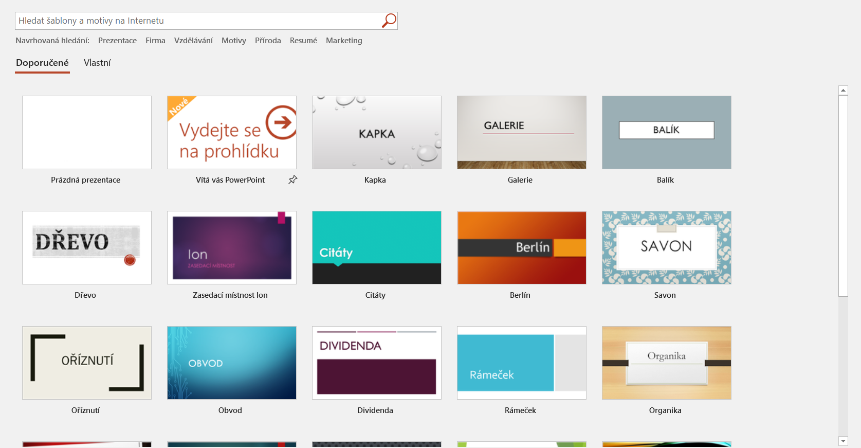 Výběr online motivů v Microsoft PowerPoint - Základy Microsoft PowerPoint