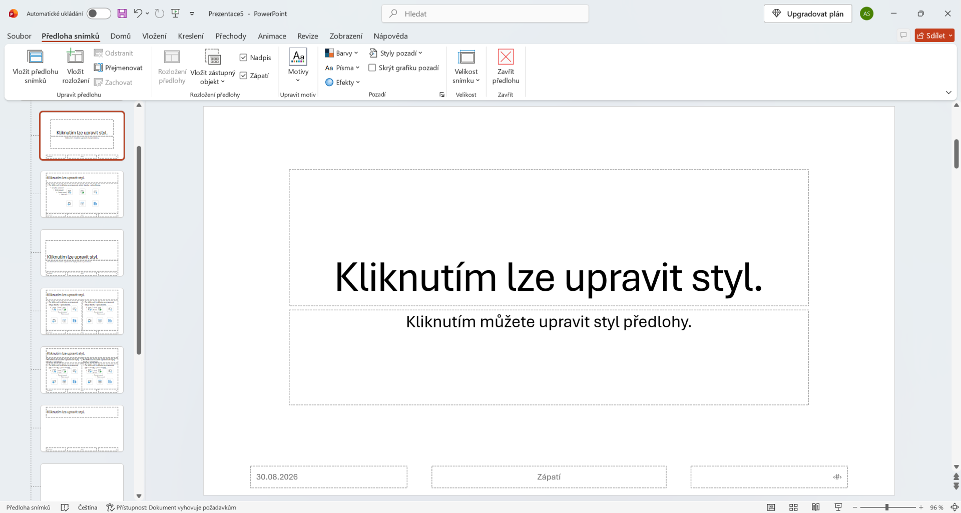 Předloha snímků v Microsoft PowerPointu - Základy Microsoft PowerPoint
