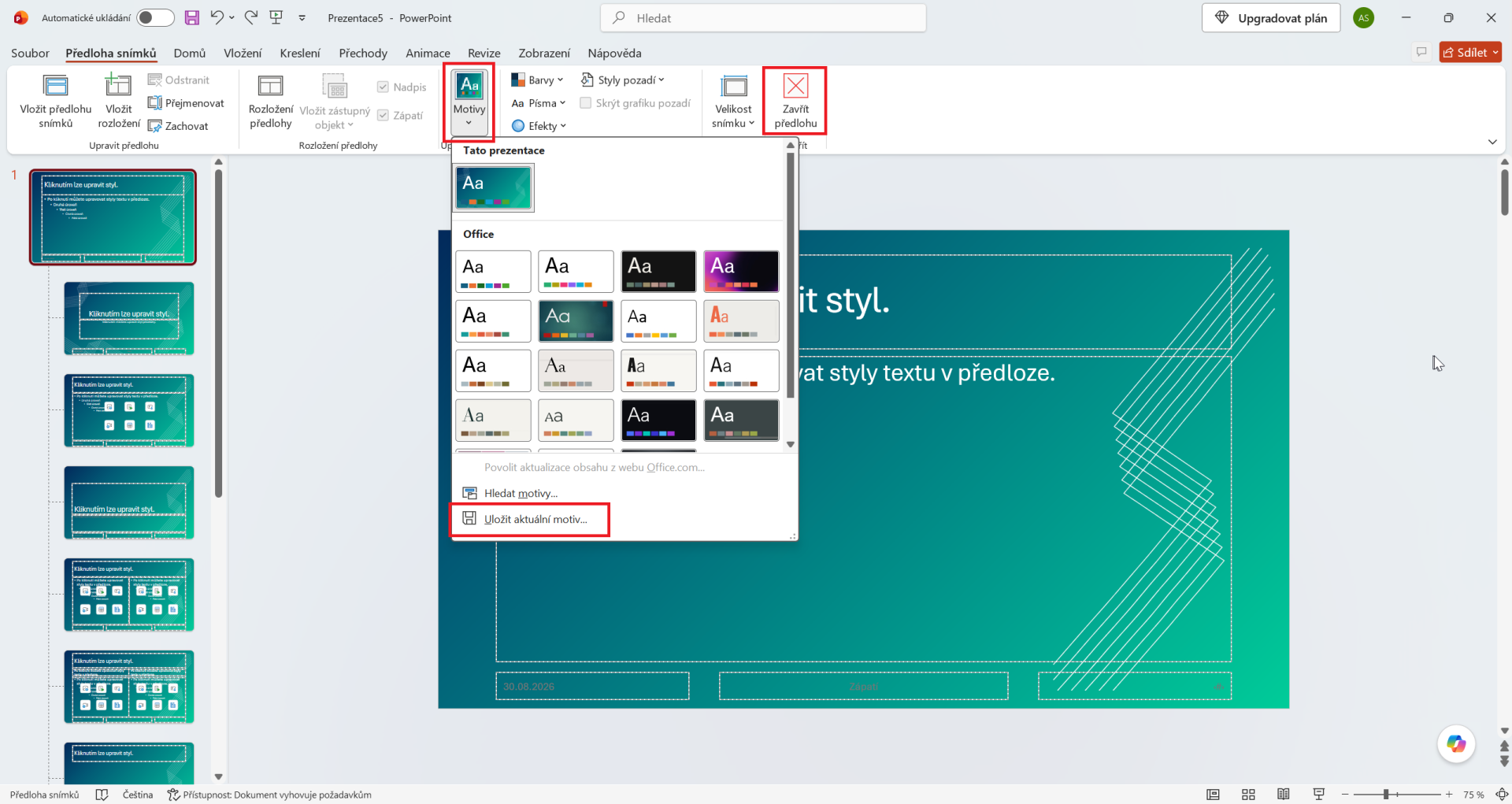 Uložení vlastního motivu v Microsoft PowerPointu - Základy Microsoft PowerPoint