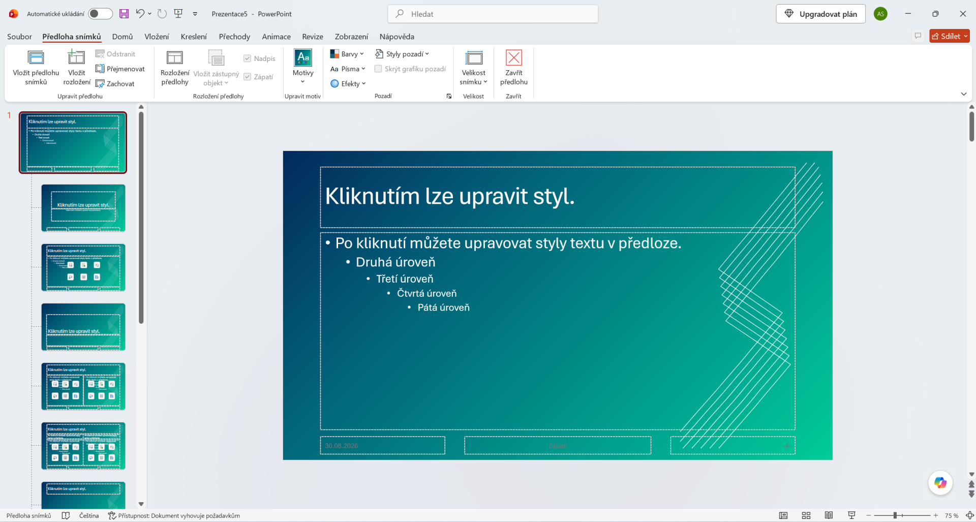 Vložení ornamentu do předlohy snímků v Microsoft PowerPointu - Základy Microsoft PowerPoint