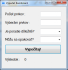 Program na výpočet kombinácií v C# .NET