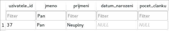 Vložení uživatele s nezadanými hodnotami do SQLite databáze - SQLite databáze krok za krokem