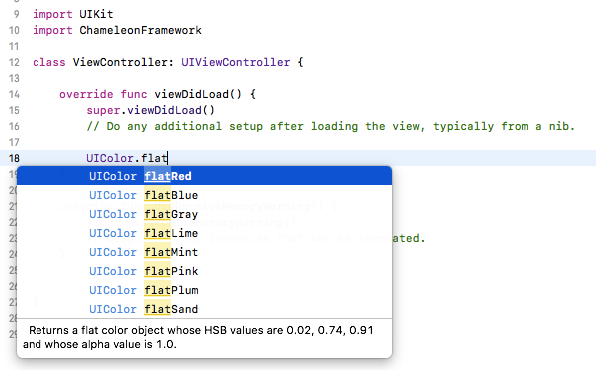 Flat barvy Chameleon frameworku pro Swift - iOS - Vyvíjíme mobilní aplikace ve Swift