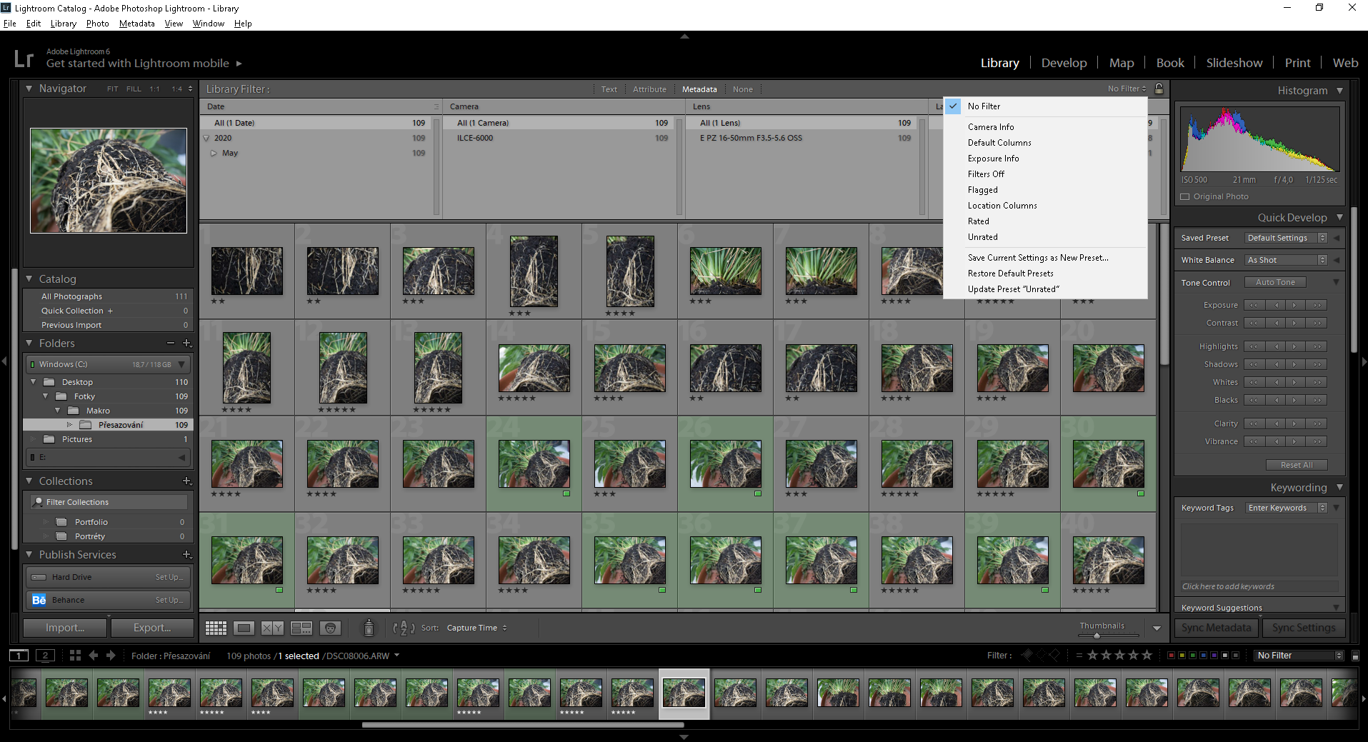 Lightroom metadata - Adobe Lightroom - Proces postprodukce