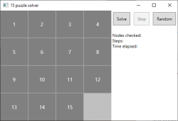 15 puzzle solver v C# .NET WPF