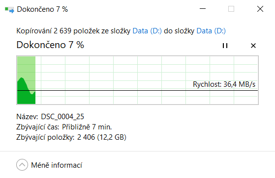 Ukazatel průběhu kopírování složky ve Windows 10 - User Experience (UX)