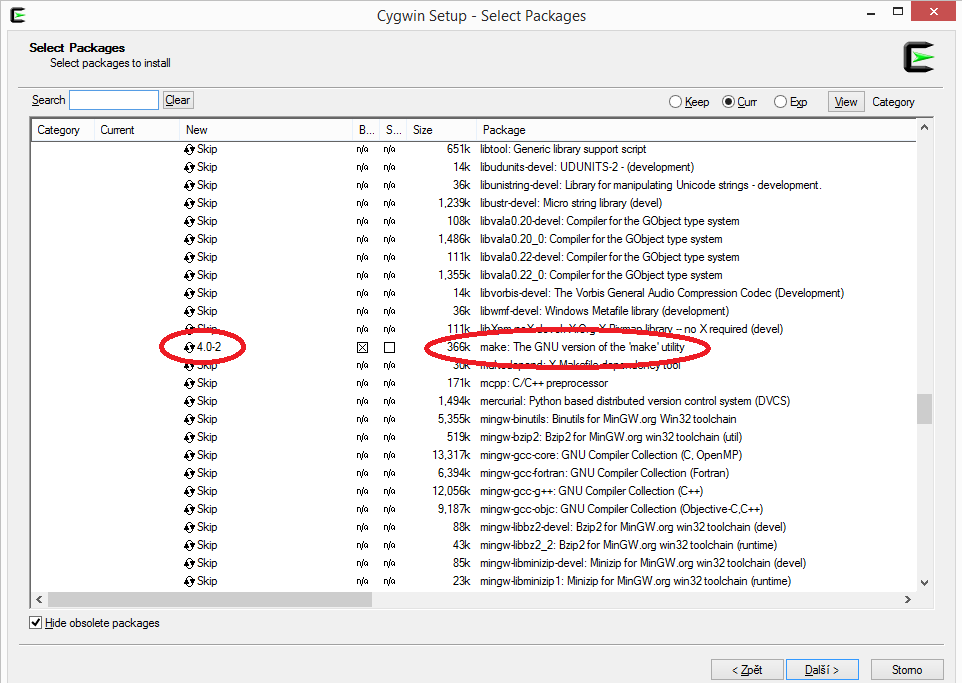 Instalace Cygwin - Základní konstrukce jazyka C