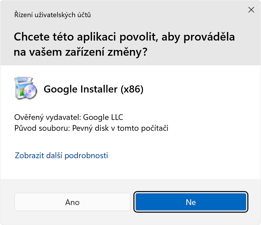 Instalátor Google Chrome - Základy Windows