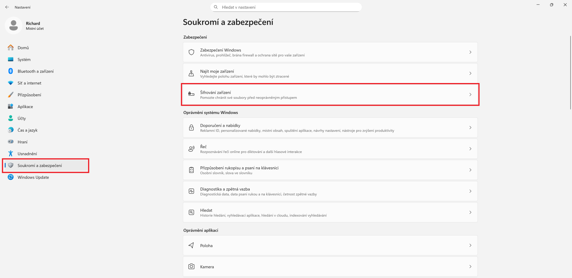 Šifrování zařízení - Základy Windows
