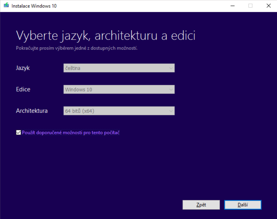 Výběr jazyka, architektury a edice Windows - Základy Windows