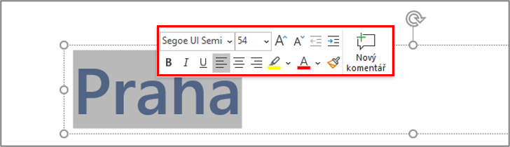 Plovoucí minipanel - Základy Microsoft PowerPoint