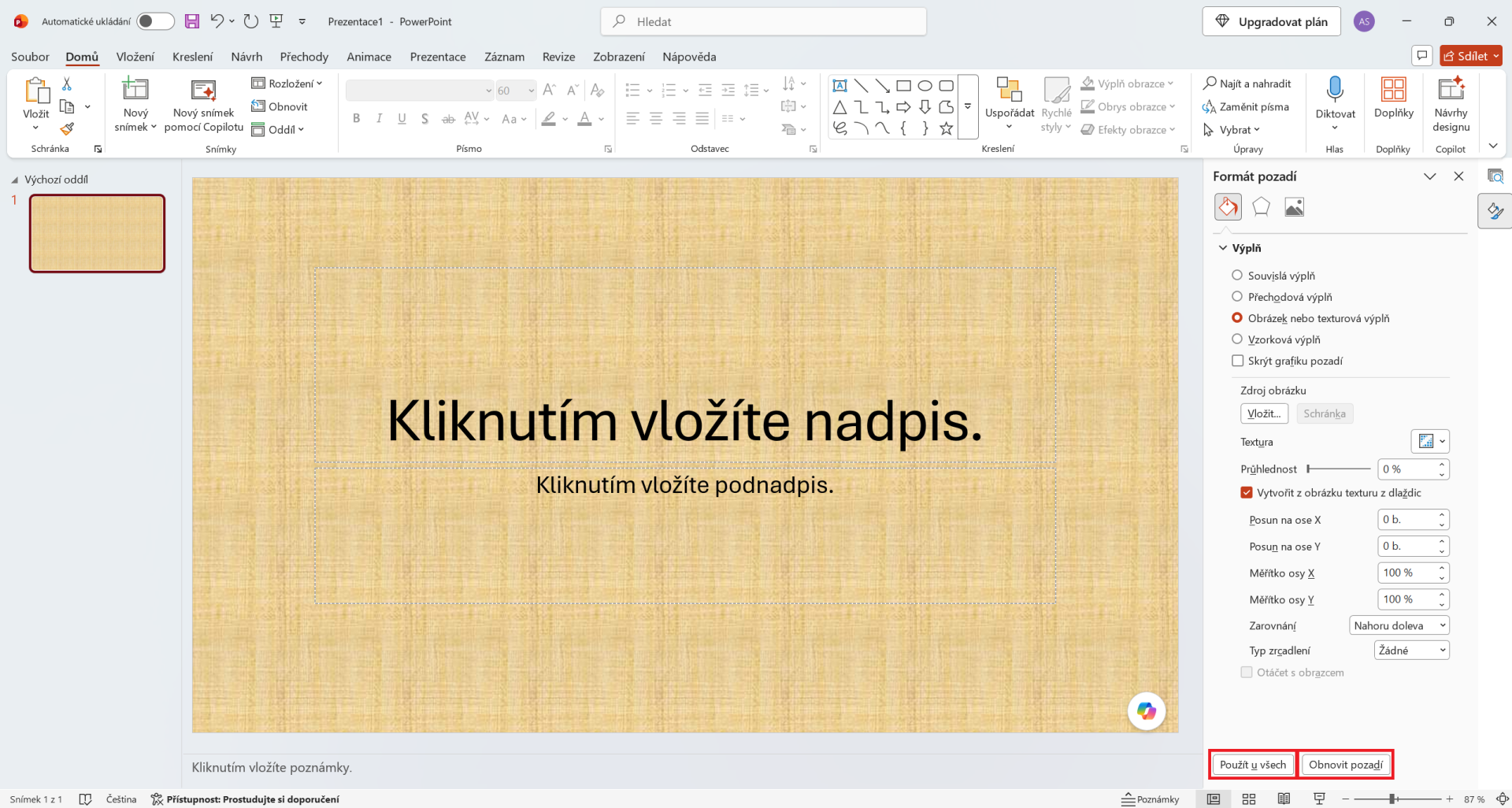 Nastavení formátu pozadí snímku - Základy Microsoft PowerPoint