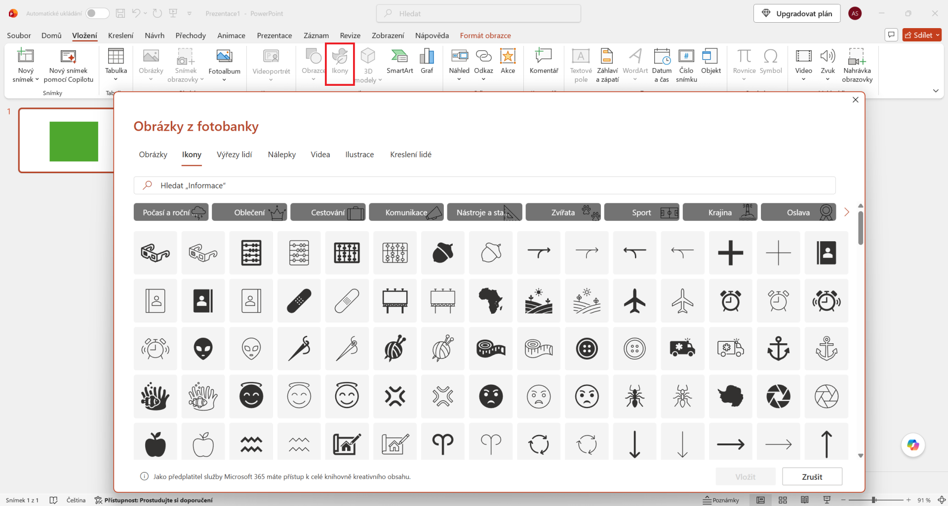 Vložení ikon v Microsoft PowerPointu - Základy Microsoft PowerPoint