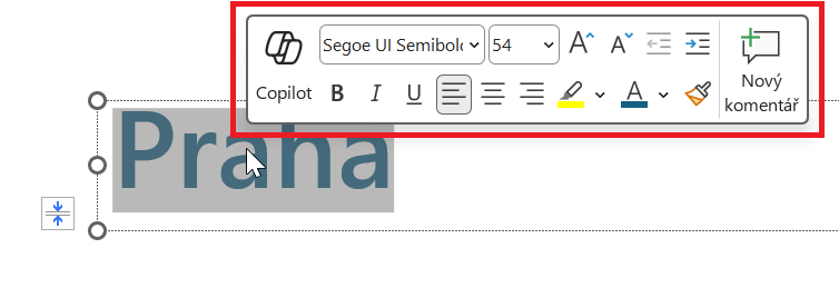 Plovoucí minipanel - Základy Microsoft PowerPoint