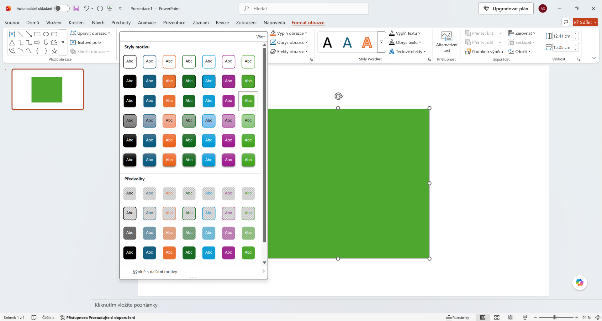 Výběr rychlého stylu obrazce - Základy Microsoft PowerPoint
