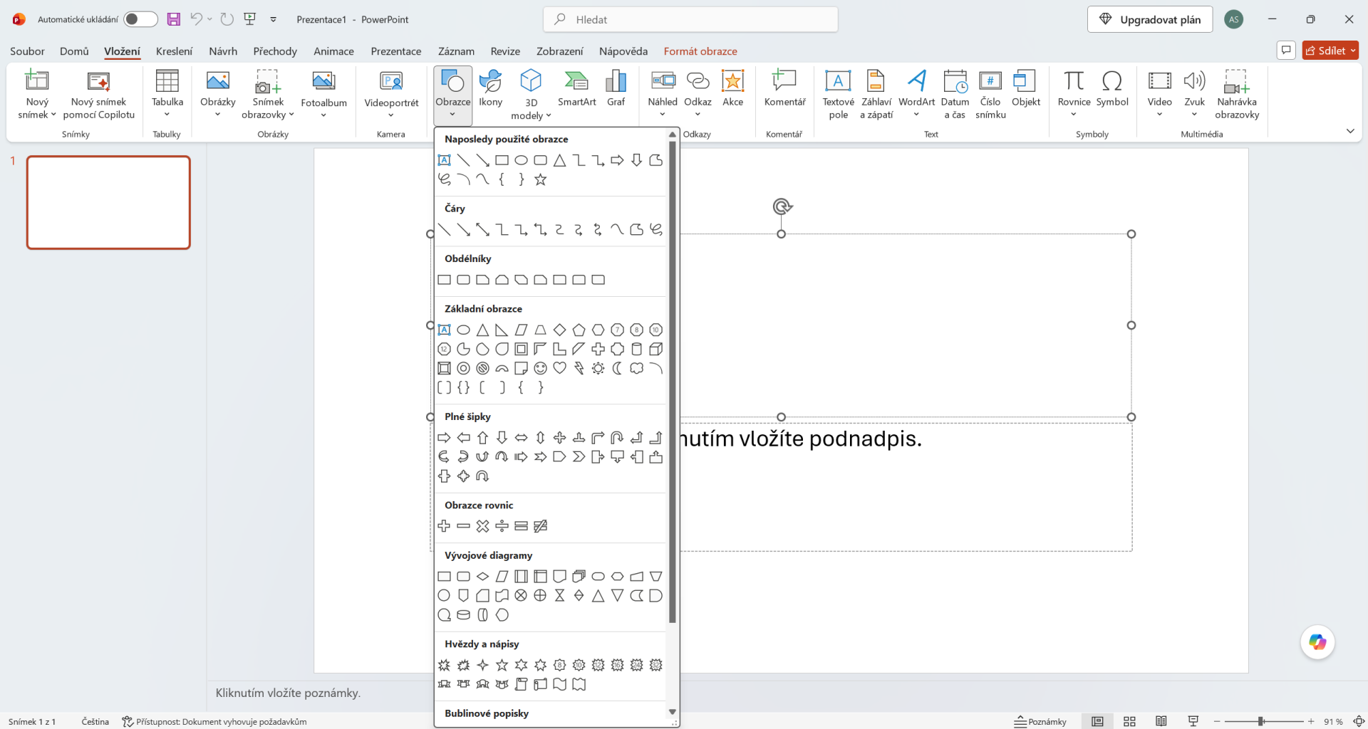 Vložení obrazce v Microsoft PowerPointu - Základy Microsoft PowerPoint