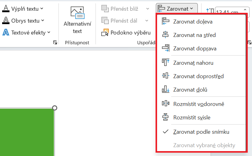 Zarovnání více obrazců - Základy Microsoft PowerPoint