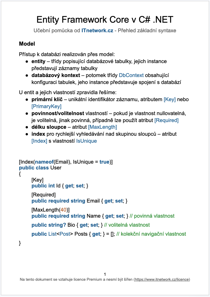 Entity Framework Core v C# .NET