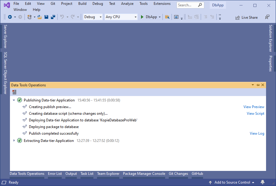 Data Tools Operations - MS-SQL databáze krok za krokem