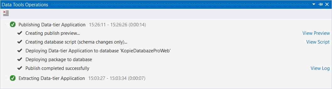 Data Tools Operations - MS-SQL databáze krok za krokem