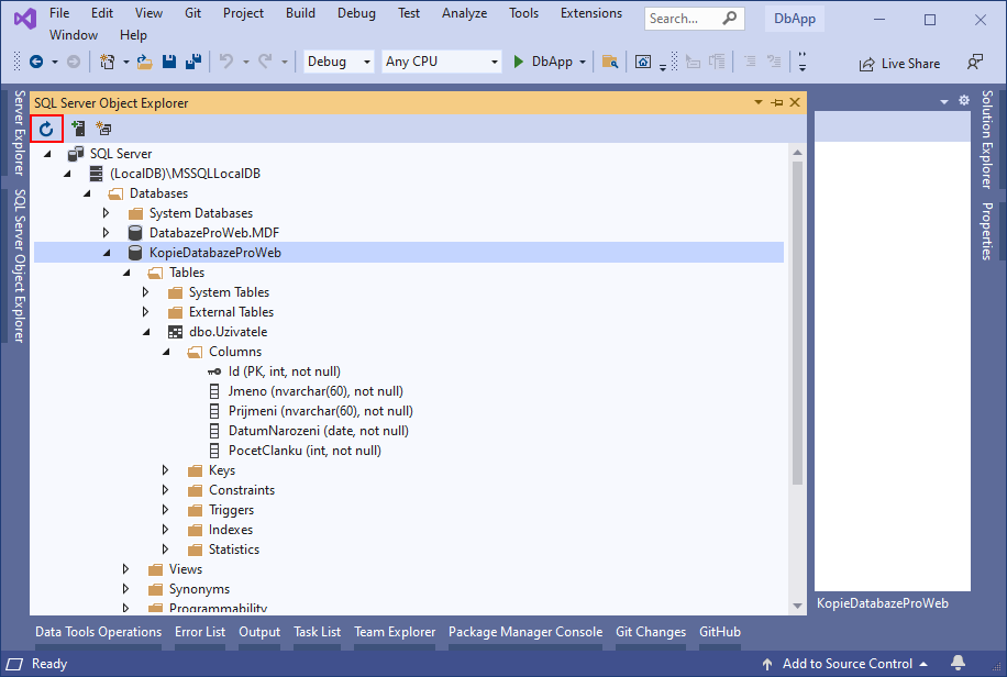 Refresh - MS-SQL databáze krok za krokem