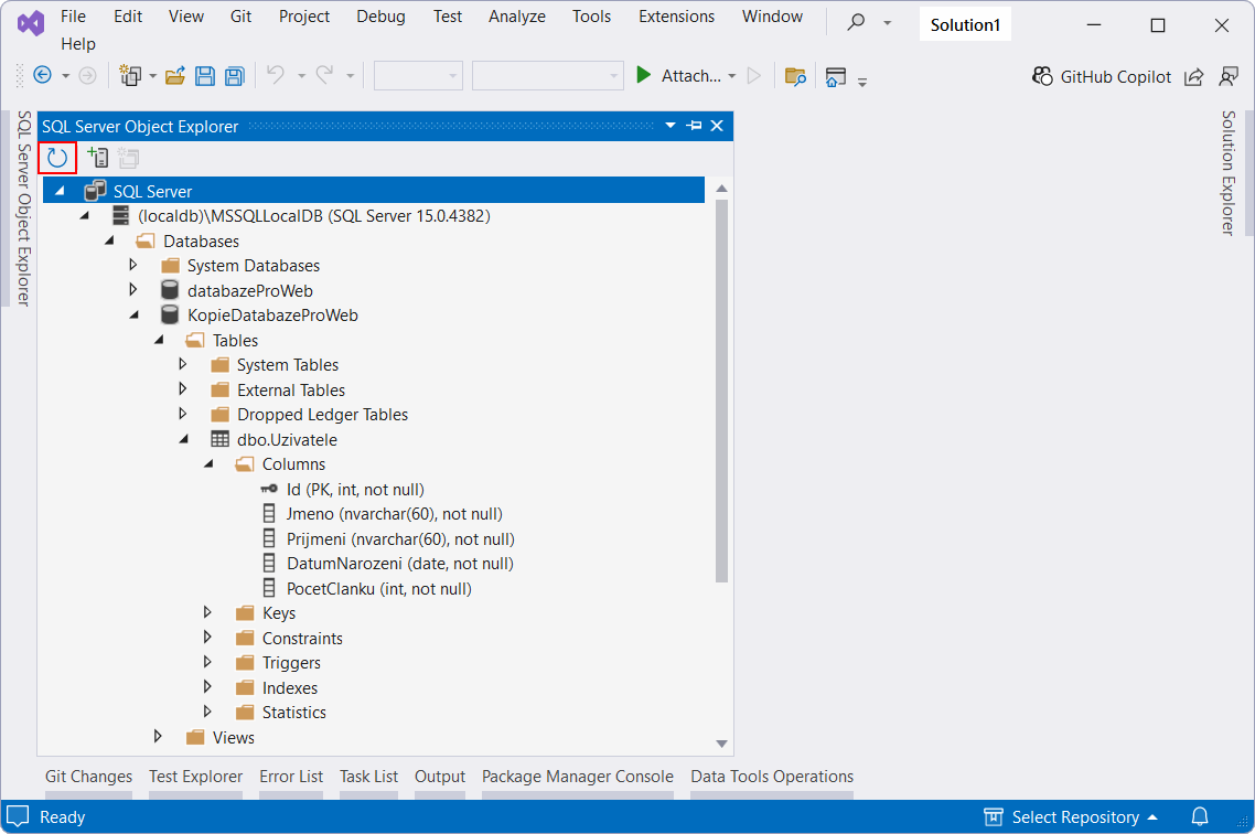 Refresh - MS-SQL databáze krok za krokem