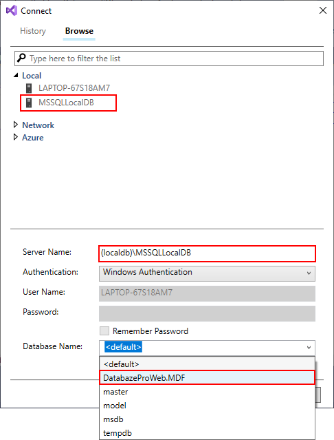 Dialog pro výběr databáze - MS-SQL databáze krok za krokem