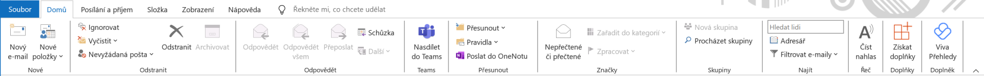 Outlook Classic – pás karet a jeho hlavní karty - Microsoft Outlook