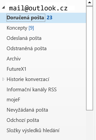 Outlook Classic – podokno poštovních složek - Microsoft Outlook