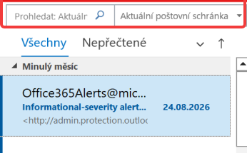 Outlook Classic – vyhledávací pole a rozsah hledání - Microsoft Outlook