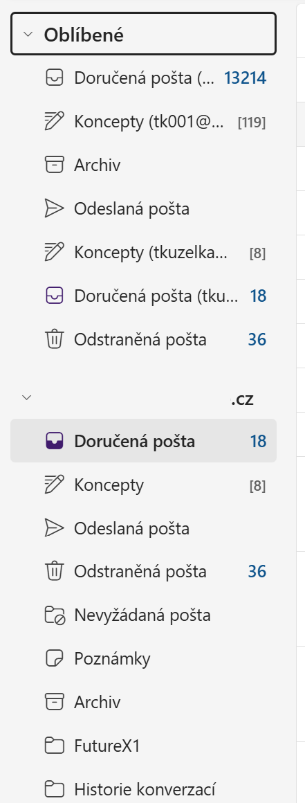 Outlook New – navigace a podokno poštovních složek - Microsoft Outlook