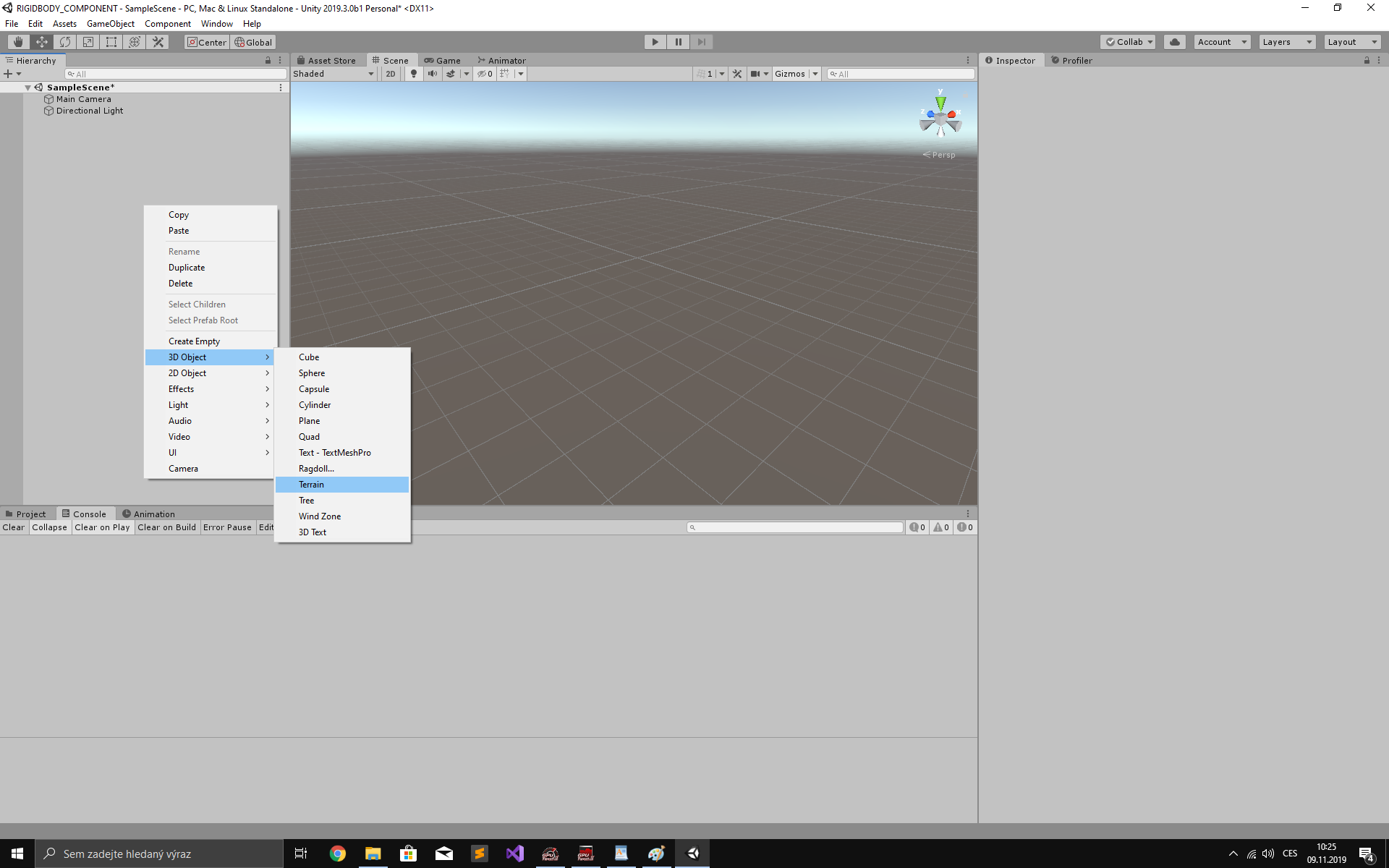 Přidání terénu do 3D hry v Unity - Tvorba 3D her v Unity