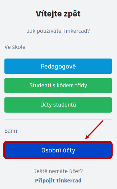 Tinkercad přihlášení - Arduino - Programovací jazyk