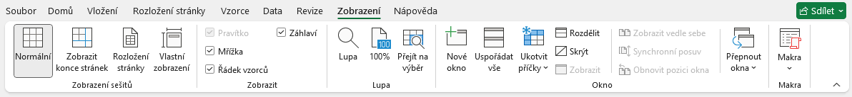 Karta Zobrazení v Microsoft Excel - Základy Microsoft Excel