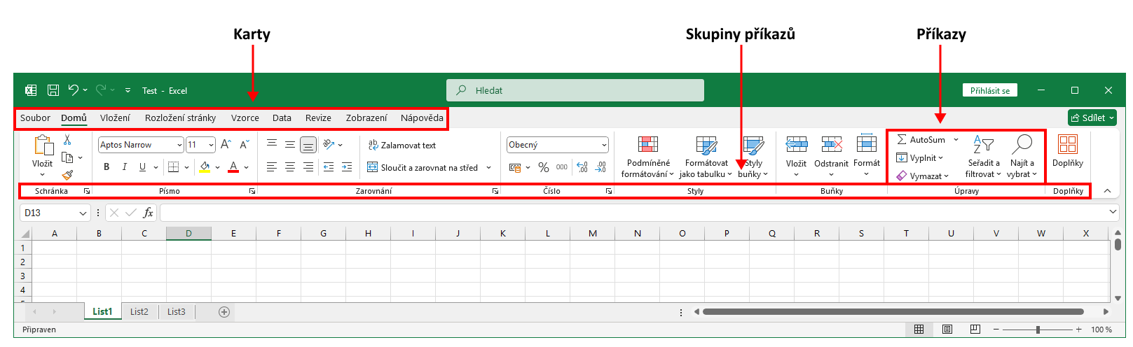 Pás karet v aplikaci Microsoft Excel - Základy Microsoft Excel