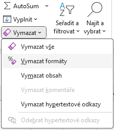 Odstranění formátování z karty Domů - Základy Microsoft Excel
