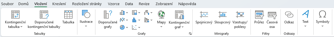 Karta Vložení v Excelu - Základy Microsoft Excel