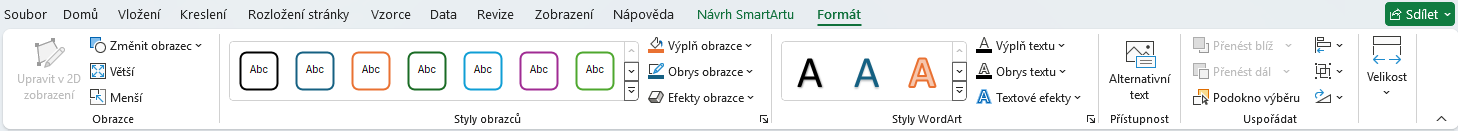 Nabídka karty Formát - Základy Microsoft Excel