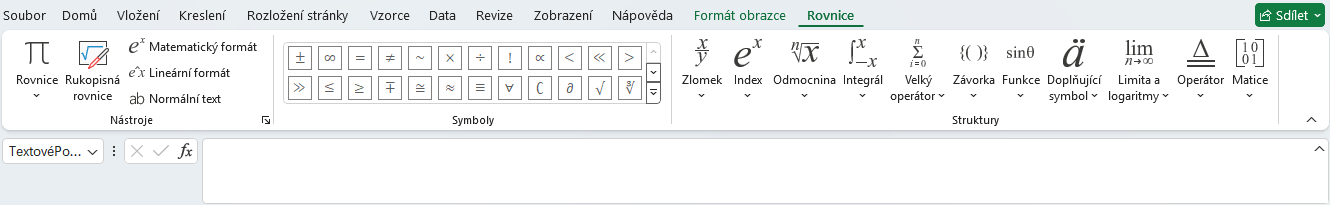 Ukázka možností karty Rovnice - Základy Microsoft Excel