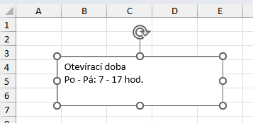 Vložené textové pole v listu - Základy Microsoft Excel