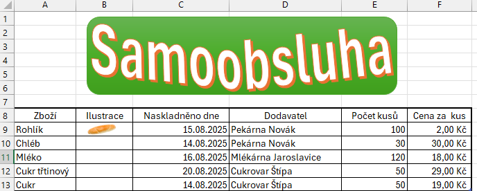 Ukázka WordArtu s upraveným stylem - Základy Microsoft Excel