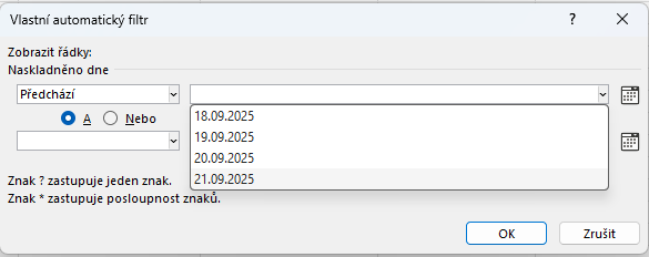 Filtrování dat podle kalendářního data - Základy Microsoft Excel