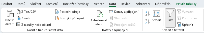 Vložení automatického filtru v Excelu - Základy Microsoft Excel