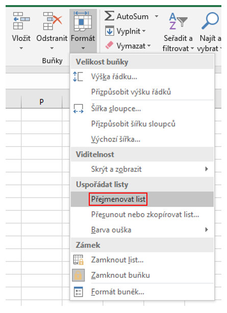 Přejmenování listu v Excelu - Základy Microsoft Excel