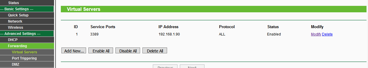 Konfigurace Virtual Servers - Archiv