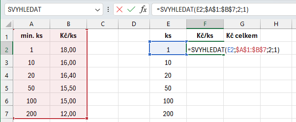 Ukázka vyhledávání v Excelu - Microsoft Excel pro pokročilé