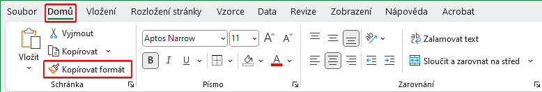 Ikona štětečku pro kopírování formátu - Microsoft Excel pro pokročilé