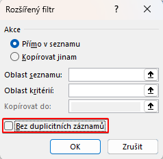 Vytvoření unikátního seznamu pomocí rozšířeného filtru - Microsoft Excel pro pokročilé